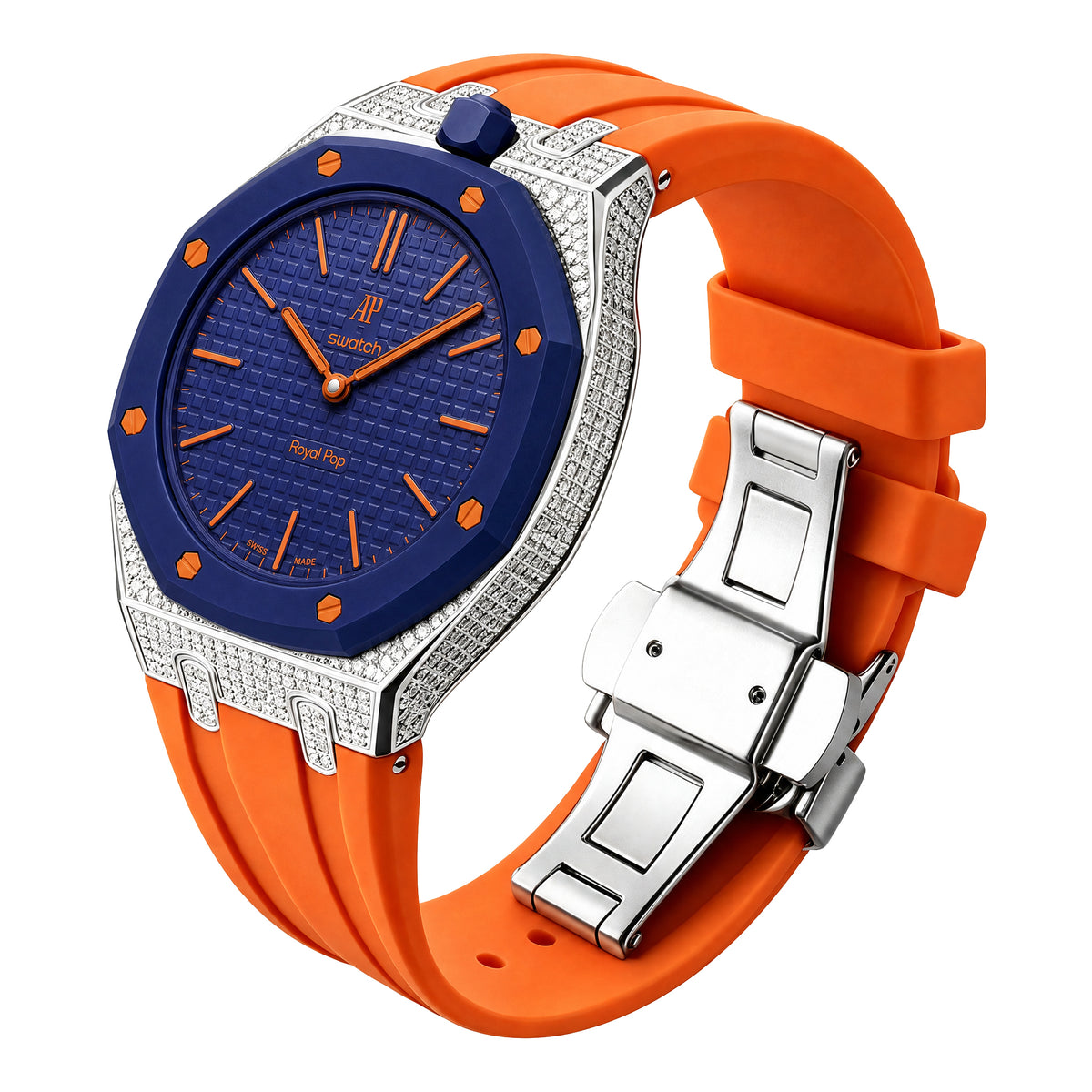 Royal Oak Pop Exclusive Steel Case With Diamond(Moissanite) & Silicone Strap