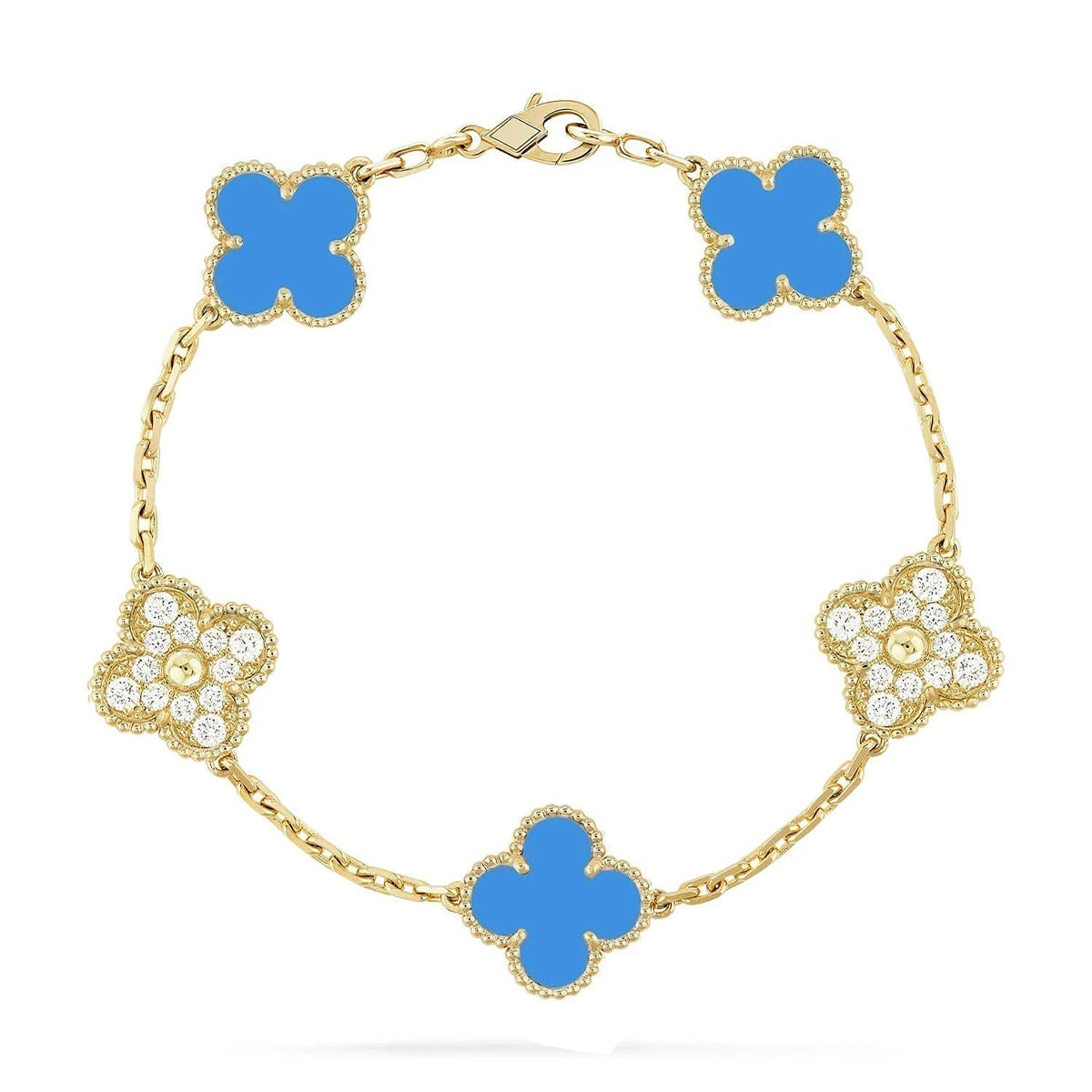 [Cadisa] CLOVER 5 MOTIF BLUE AGATE BRACELET COLLECTION