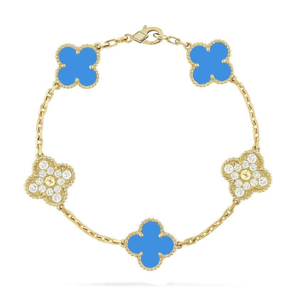 [Cadisa] CLOVER 5 MOTIF BLUE AGATE BRACELET COLLECTION