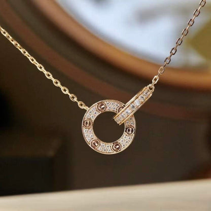 [Cadisa] LOVE  FULL DIAMOND PENDANT NECKLACE