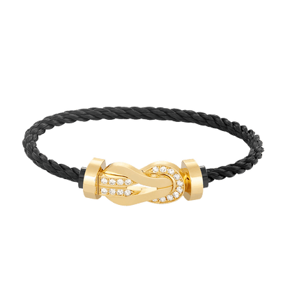 [Cadisa]CHANCE LARGE 8 FIGURE BUCKLE HALF DIAMOND BRACELET GOLD