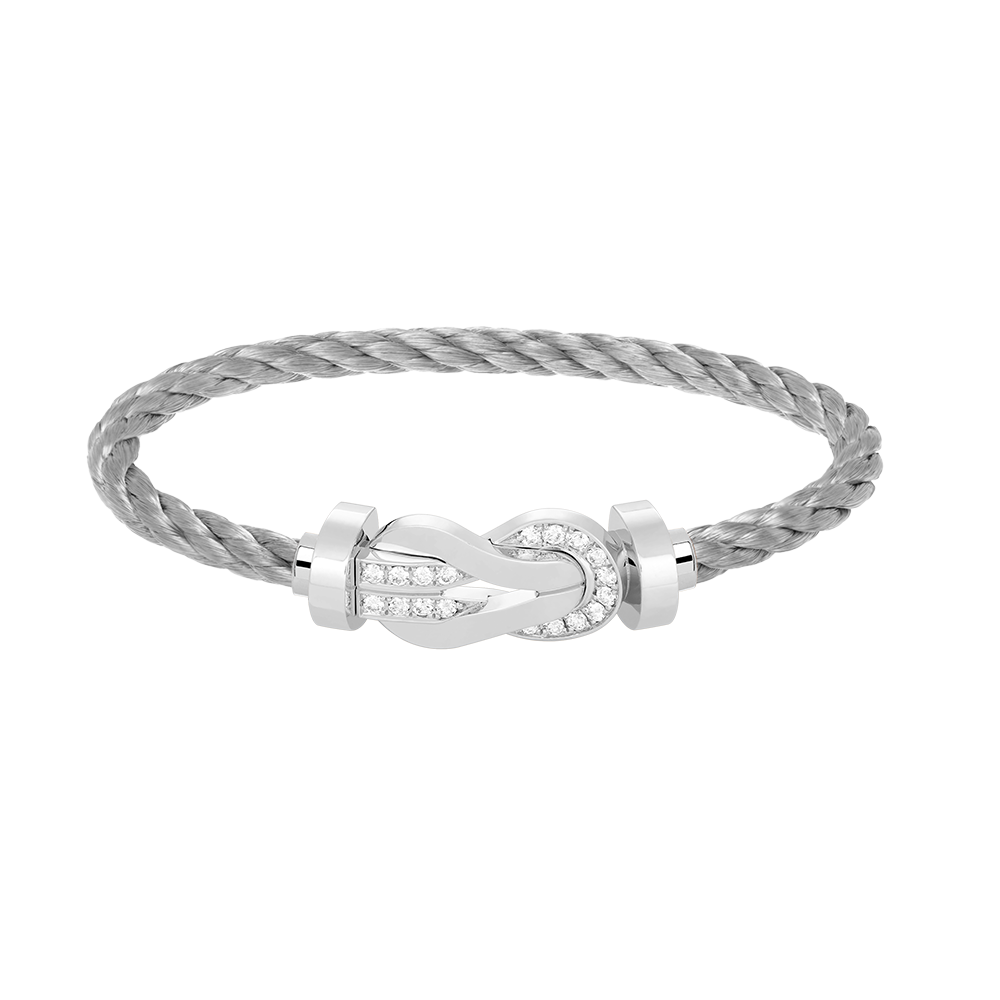 [Cadisa]CHANCE LARGE 8 FIGURE BUCKLE HALF DIAMOND BRACELET SILVER