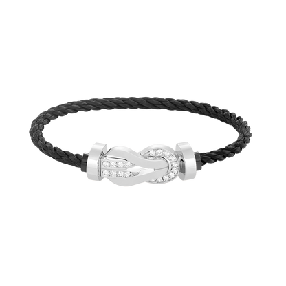 [Cadisa]CHANCE LARGE 8 FIGURE BUCKLE HALF DIAMOND BRACELET SILVER
