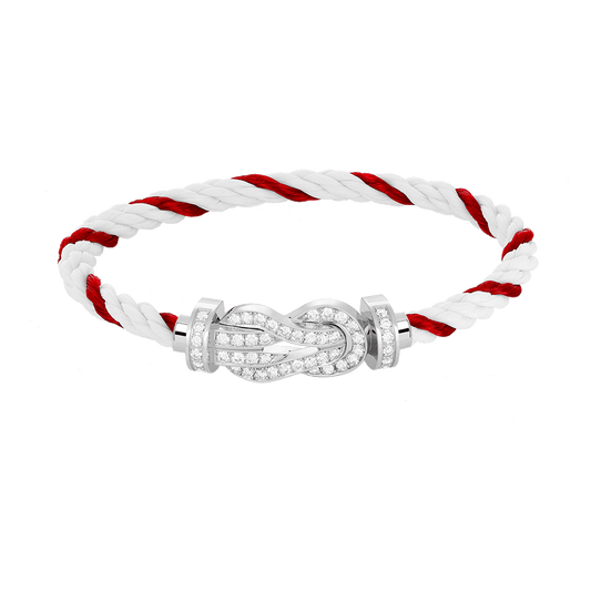[Cadisa]CHANCE LARGE 8 FIGURE BUCKLE FULL DIAMOND BRACELET SILVER
