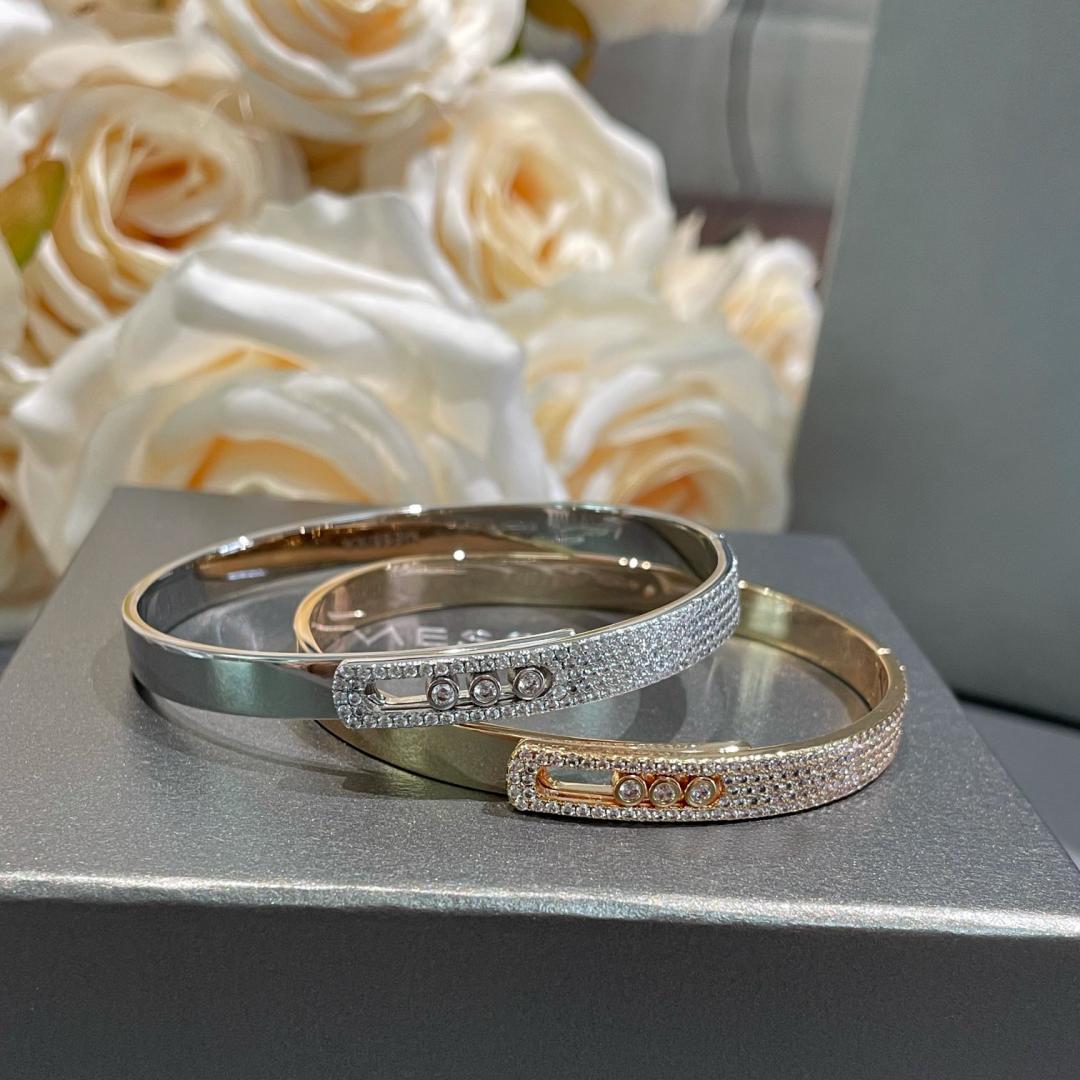 [Cadisa]Move Noa Rose Gold Pavé Diamond Bangle Bracelet