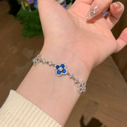 [Cadisa]CLOVER 5 MOTIF PINK BLUE RED WHITE BRACELET