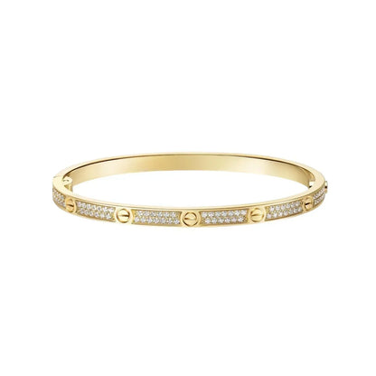 [Cadisa] JUSTE Diamond & LOVE Diamond-Paved Bracelet Stack Set