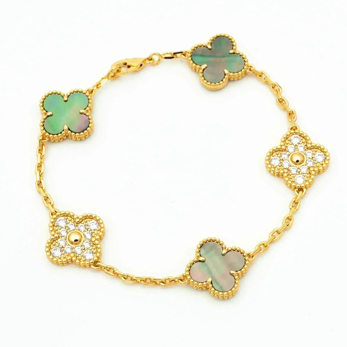 [Cadisa] CLOVER 5 MOTIF GRAY MOP BRACELET COLLECTION
