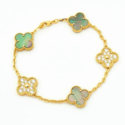 [Cadisa] CLOVER 5 MOTIF GRAY MOP BRACELET COLLECTION