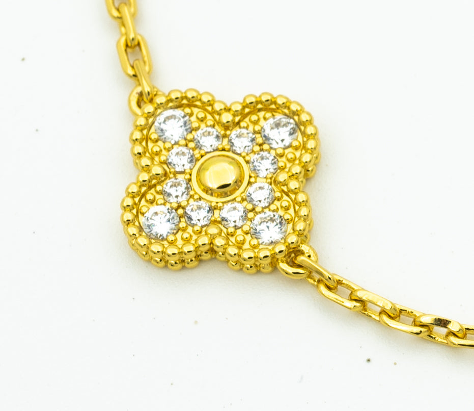 [Cadisa] CLASH & Clover Laser 5-Motif & LOVE Brushed Bracelet Stack Set