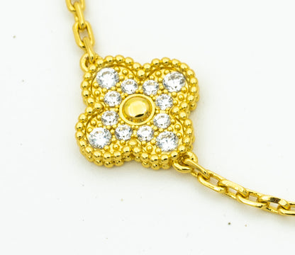 [Cadisa] CLASH & Clover Laser 5-Motif & LOVE Brushed Bracelet Stack Set