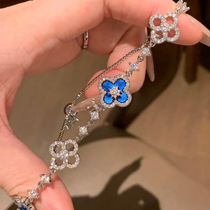 [Cadisa]CLOVER 5 MOTIF PINK BLUE RED WHITE BRACELET