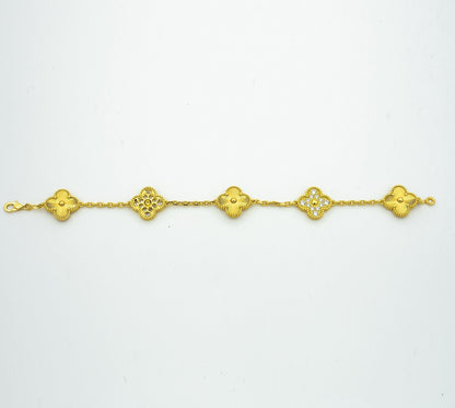 [Cadisa] CLASH & Clover Laser 5-Motif & LOVE Brushed Bracelet Stack Set