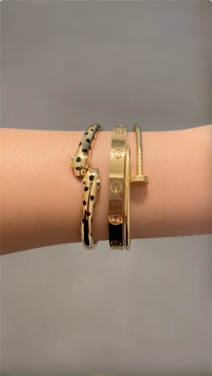 [Cadisa] Panth¨¨re & LOVE  & JUSTE  Diamond Bracelet Stack Set