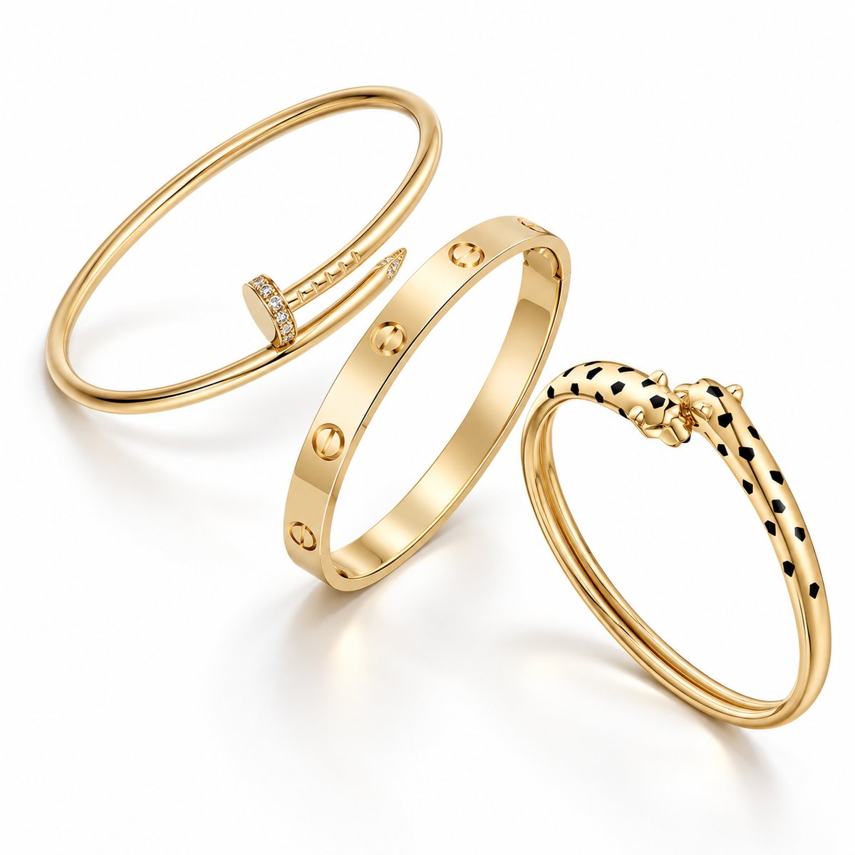 [Cadisa] Panth¨¨re & LOVE  & JUSTE  Diamond Bracelet Stack Set