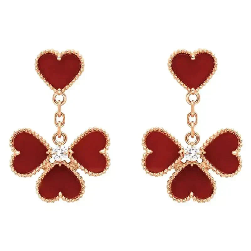 [Cadisa]SWEET CLOVER CARNELIAN EARRINGS
