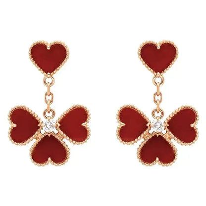 [Cadisa]SWEET CLOVER CARNELIAN EARRINGS