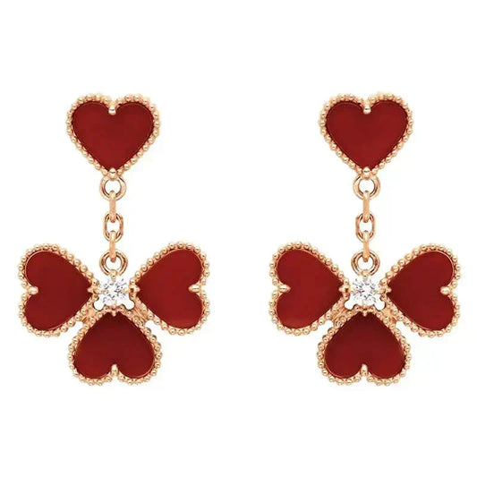 [Cadisa]SWEET CLOVER CARNELIAN EARRINGS