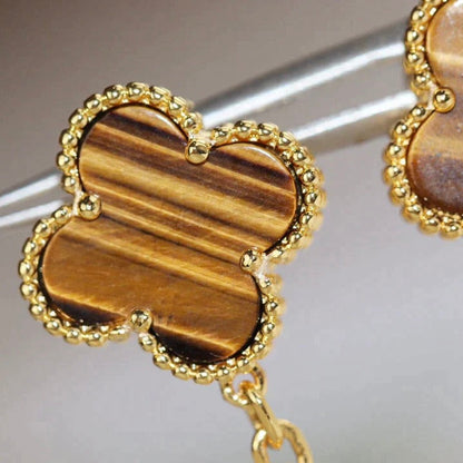 [Cadisa]CLOVER  2 MOTIF  TIGER EYE CARNELIAN EARRINGS