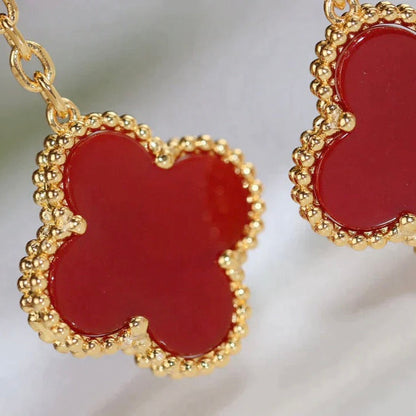 [Cadisa]CLOVER  2 MOTIF  TIGER EYE CARNELIAN EARRINGS