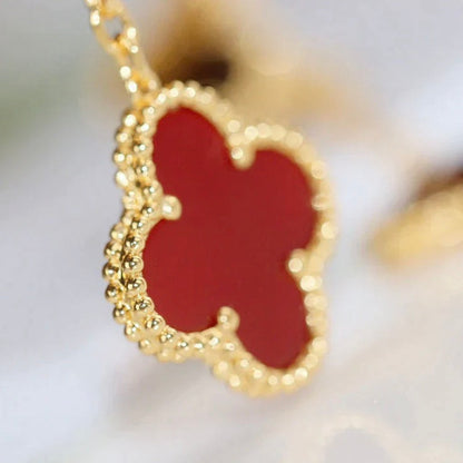 [Cadisa]CLOVER  2 MOTIF  TIGER EYE CARNELIAN EARRINGS