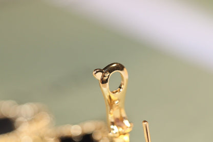 [Cadisa]CLOVER EARRINGS GOLD ONYX MOP 3 MOTIF