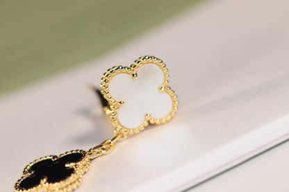 [Cadisa]CLOVER EARRINGS GOLD ONYX MOP 3 MOTIF