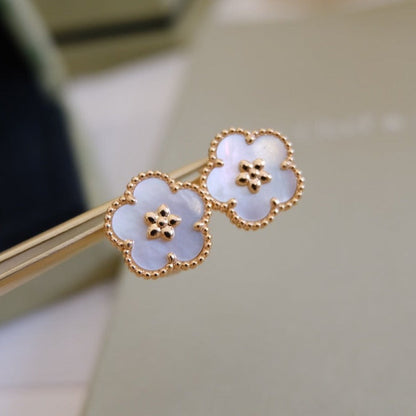 [Cadisa]LUCKY PINK GOLD WHITE MOP EARRINGS