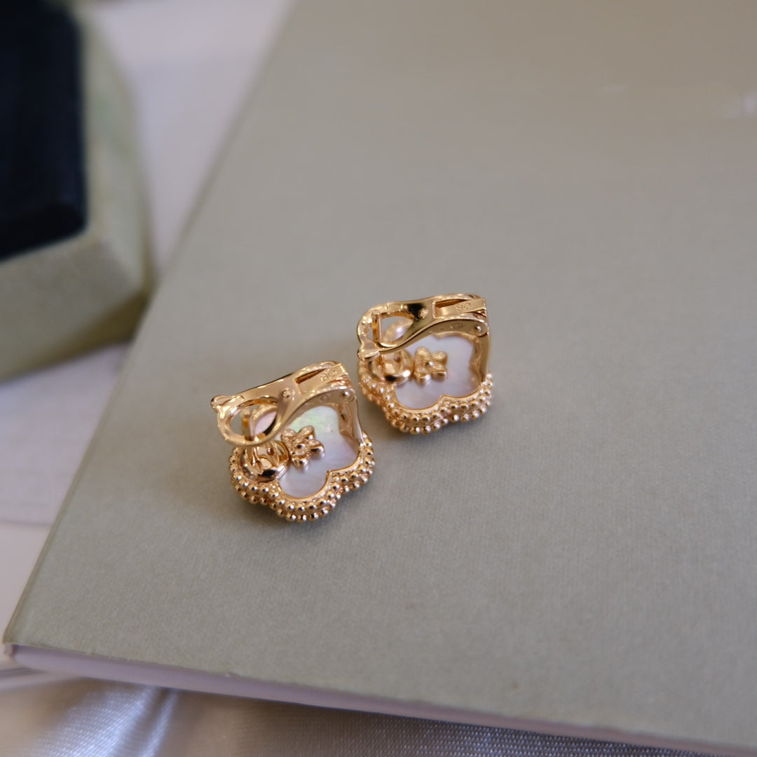 [Cadisa]LUCKY PINK GOLD WHITE MOP EARRINGS