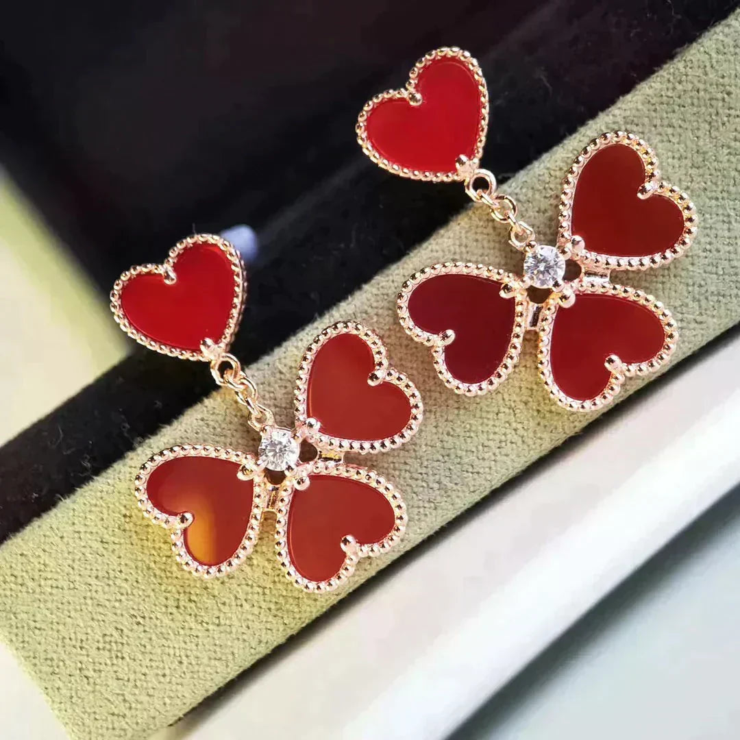 [Cadisa]SWEET CLOVER CARNELIAN EARRINGS