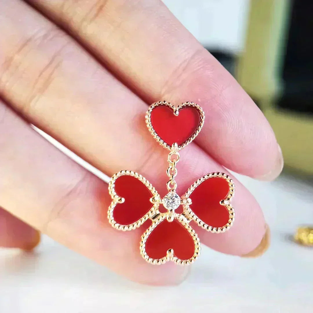 [Cadisa]SWEET CLOVER CARNELIAN EARRINGS