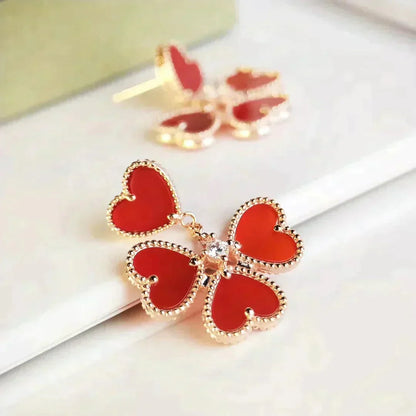 [Cadisa]SWEET CLOVER CARNELIAN EARRINGS