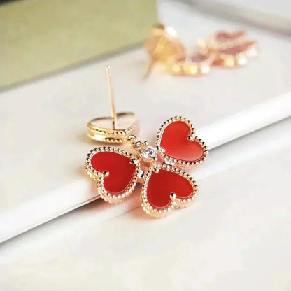 [Cadisa]SWEET CLOVER CARNELIAN EARRINGS