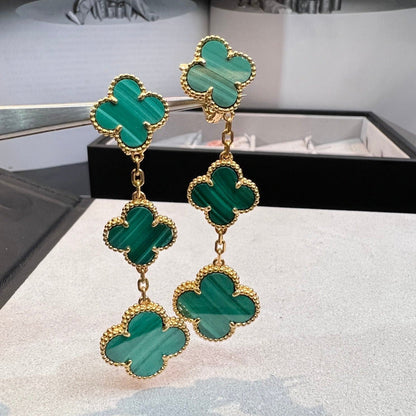 [Cadisa]CLOVER MALACHITE 3 MOTIFS GOLD