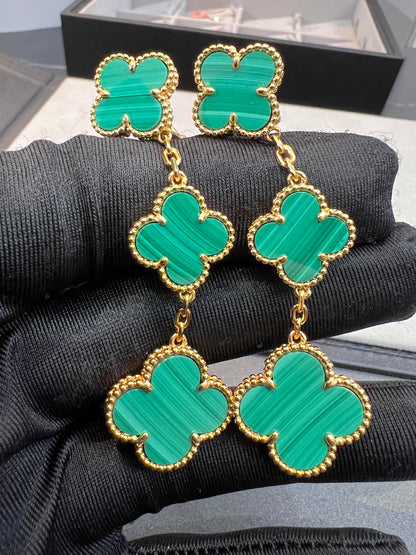 [Cadisa]CLOVER MALACHITE 3 MOTIFS GOLD