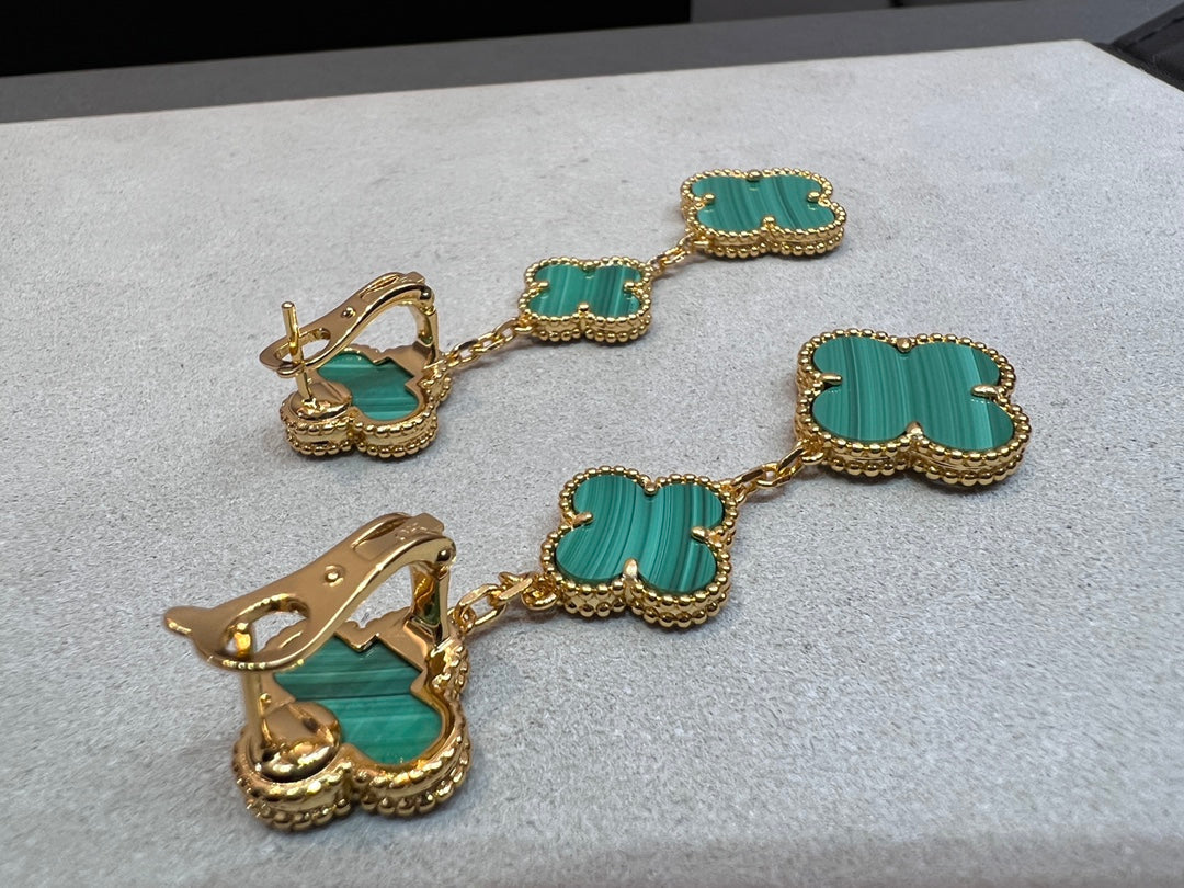 [Cadisa]CLOVER MALACHITE 3 MOTIFS GOLD
