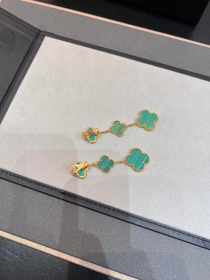 [Cadisa]CLOVER MALACHITE 3 MOTIFS GOLD