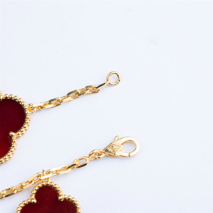 [Cadisa]CLOVER BRACELET 5 MOTIFS CARNELIAN TIGER EYE