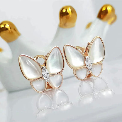 [Cadisa]BUTTERFLY MOP DIAMOND EARRINGS