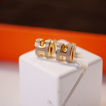 [Cadisa]MINI POP H GOLD EARRINGS GREY