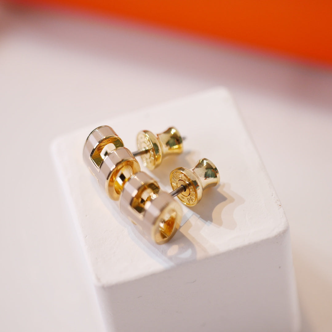 [Cadisa]MINI POP H GOLD EARRINGS GREY