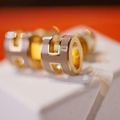 [Cadisa]MINI POP H GOLD EARRINGS GREY