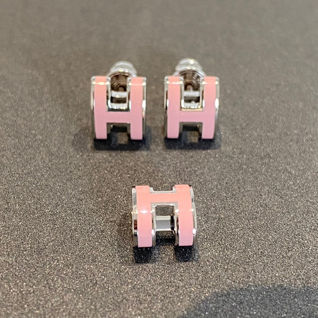 [Cadisa]MINI POP H SILVER EARRINGS PINK