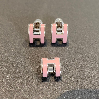 [Cadisa]MINI POP H SILVER EARRINGS PINK