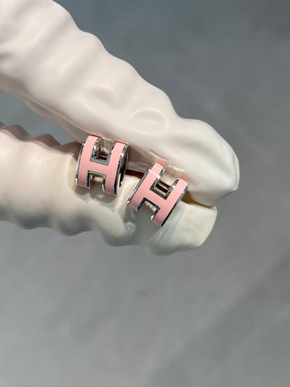 [Cadisa]MINI POP H SILVER EARRINGS PINK