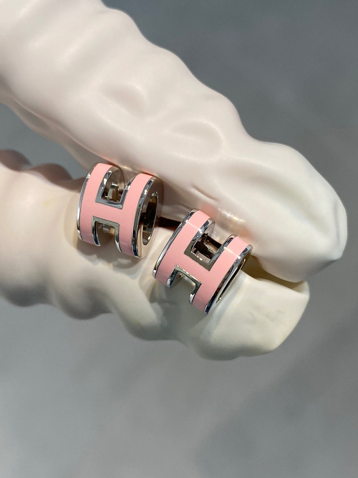 [Cadisa]MINI POP H SILVER EARRINGS PINK
