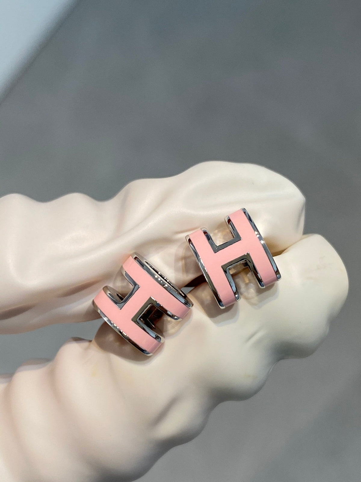 [Cadisa]MINI POP H SILVER EARRINGS PINK