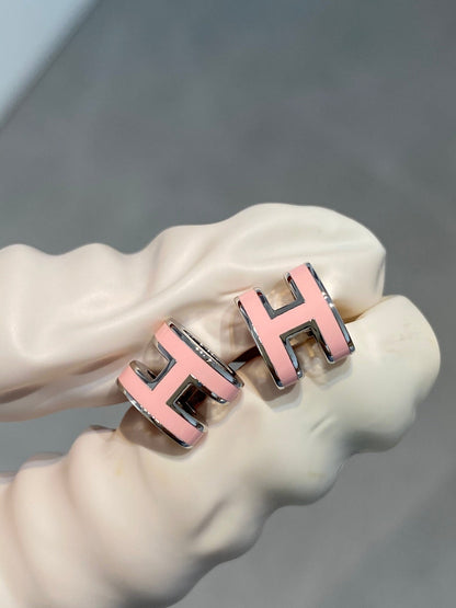 [Cadisa]MINI POP H SILVER EARRINGS PINK