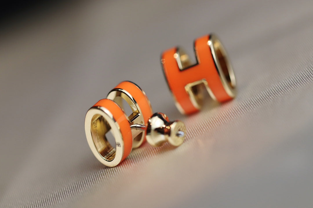 [Cadisa]MINI POP H EARRINGS ORANGE