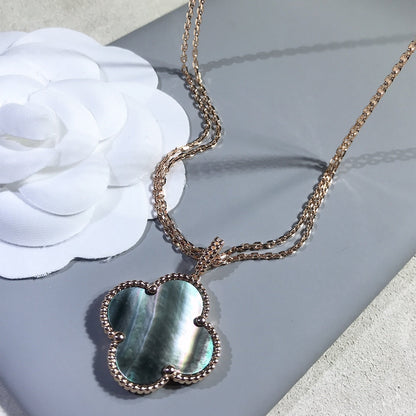 [Cadisa]CLOVER 25MM GOLD DARK MOP BIG CLOVER NECKLACE